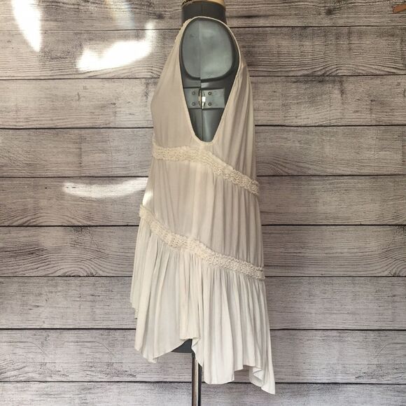 Free People Purple Haze ivory tiered v-neck boho tunic size XS - Picture 8 of 16